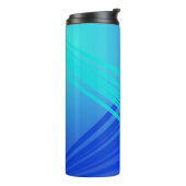 Blaue und Aquamarine Abstrakte Linien Thermosbecher (Nach links gedreht)