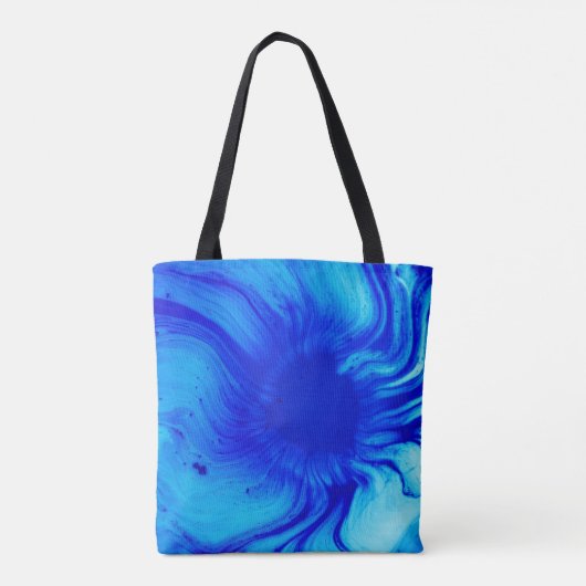 Blaue und aquamarine abstrakte Malerei Tasche (Rückseite)