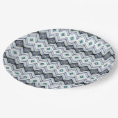 Blaue und Aquamarine Gemusterte Papierplatte Pappteller (Schrägansicht)