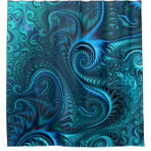 Blaue und Aquamarine Kraken Tentakles Spiralmuster Duschvorhang (Vorderseite)