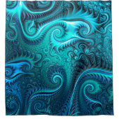 Blaue und Aquamarine Kraken Tentakles Spiralmuster Duschvorhang (Vorderseite)