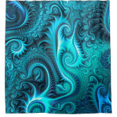 Blaue und Aquamarine Kraken Tentakles Spiralmuster Duschvorhang (Vorderseite)