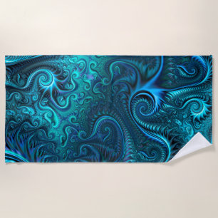 Blaue und Aquamarine Kraken Tentakles Spiralmuster Strandtuch