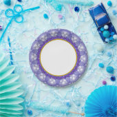 Blaue und Aquamarine Lace Gold Trim Paper Plate Pappteller (Party)