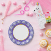 Blaue und Aquamarine Lace Gold Trim Paper Plate Pappteller (Party)