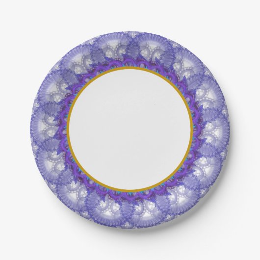 Blaue und Aquamarine Lace Gold Trim Paper Plate Pappteller (Vorderseite)
