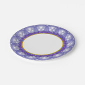 Blaue und Aquamarine Lace Gold Trim Paper Plate Pappteller (Schrägansicht)