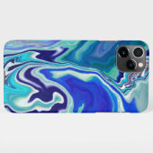 Blaue und Aquamarine Marmorwellen iPhone Hülle (Rückseite (Horizontal))