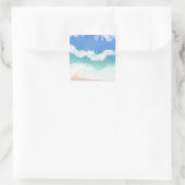 Blaue und Aquamarine Meereswellen Quadratischer Aufkleber (Tasche)