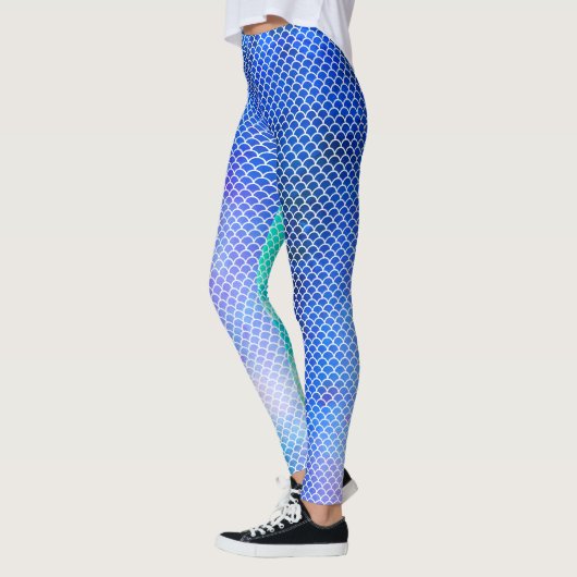 Blaue und Aquamarine Meerjungfrau Leggings (Links)