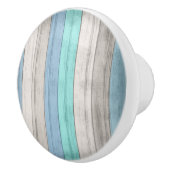 Blaue und Aquamarine Nautical Beach-Holzstreifen Keramikknauf (Rechts)
