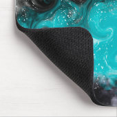 Blaue und Aquamarine Ozeanwellen Sandstrand Mousepad (Ecke)