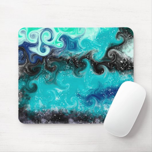 Blaue und Aquamarine Ozeanwellen Sandstrand Mousepad (Mit Mouse)