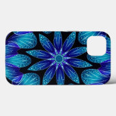 Blaue und Aquamarine Petals Mandala Case-Mate iPhone Hülle (Rückseite (Horizontal))