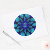 Blaue und Aquamarine Petals Mandala Runder Aufkleber (Umschlag)