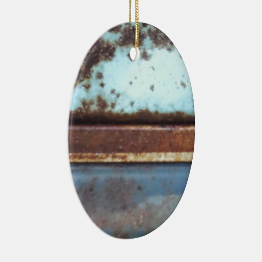 Blaue und aquamarine rostige LKW nah-up Keramik Ornament (Rechts)