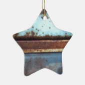 Blaue und aquamarine rostige LKW nah-up Keramik Ornament (Rechts)