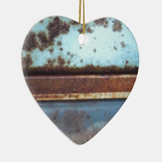 Blaue und aquamarine rostige LKW nah-up Keramik Ornament (Rechts)