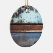 Blaue und aquamarine rostige LKW nah-up Keramikornament (Rechts)
