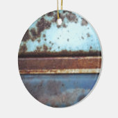 Blaue und aquamarine rostige LKW nah-up Keramikornament (Links)