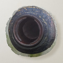 Blaue und aquamarine rostige LKW nah-up Rundes Kissen