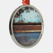 Blaue und aquamarine rostige LKW nah-up Silbernes Ornament (Rechts)