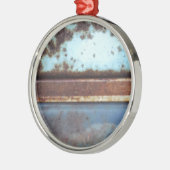 Blaue und aquamarine rostige LKW nah-up Silbernes Ornament (Links)