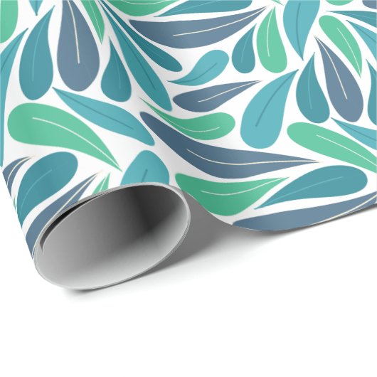 Blaue und Aquapflanze Geschenkpapier (Rolleneckpunkt)