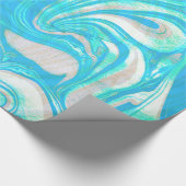 Blaue und beige Marmorsteine Geschenkpapier (Ecke)