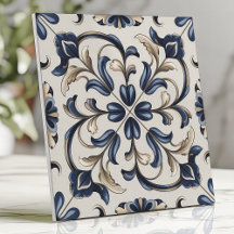 Blaue und beige Vintage-Blumenranken