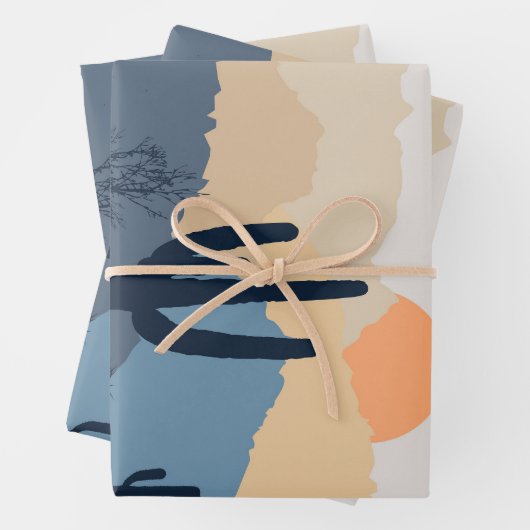 Blaue und beige Wüste Geschenkpapier Set (Beispiel)