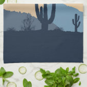 Blaue und beige Wüste Geschirrtuch (Gefaltet)