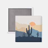 Blaue und beige Wüste Magnet (Vorderseite/Rückseite)