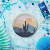 Blaue und beige Wüste Pappteller (Party)