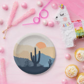 Blaue und beige Wüste Pappteller (Party)