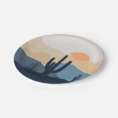 Blaue und beige Wüste Pappteller (Schrägansicht)