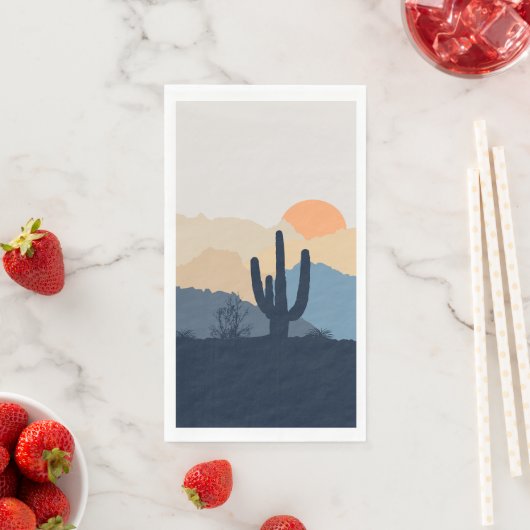 Blaue und beige Wüste Serviette (Beispiel)