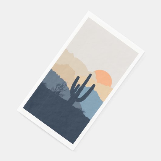 Blaue und beige Wüste Serviette (Ecke)