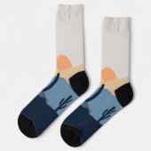 Blaue und beige Wüste Socken (Linkes Detail)