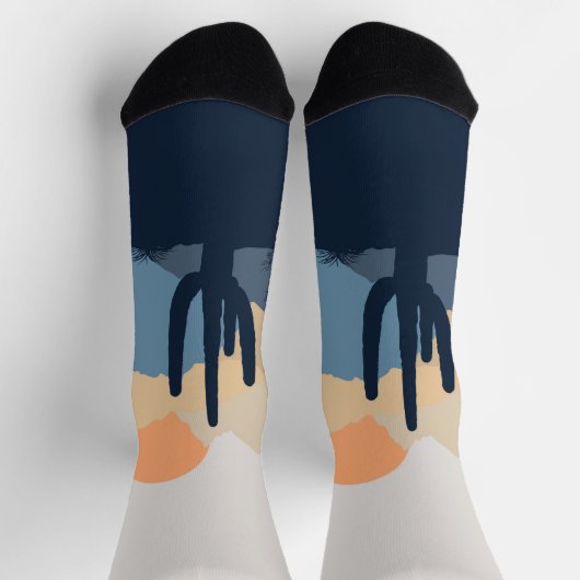 Blaue und beige Wüste Socken (Oben)