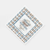 Blaue und braun karierte Herzen Serviette (Ecke)