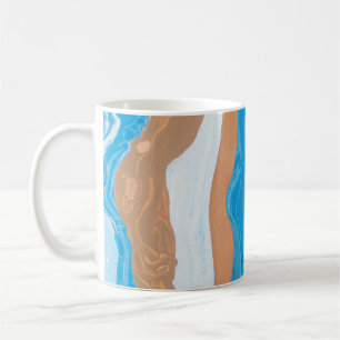 BLAUE UND BRAUNE ABSTRAKTE MALEREI KAFFEETASSE