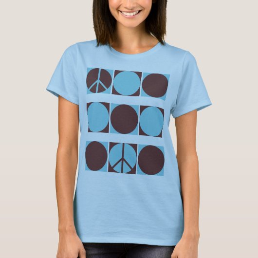 Blaue und braune Friedenspunkte T-Shirt (Vorderseite)