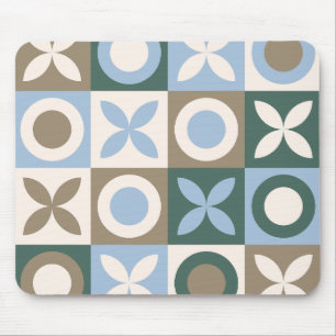 Blaue und braune geometrische Fliesenmosaikmuster Mousepad