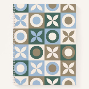 Blaue und braune geometrische Fliesenmosaikmuster Notizblock