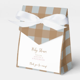 Blaue und braune Gingham-Dusch-Dankeschön-Geschenk Geschenkschachtel