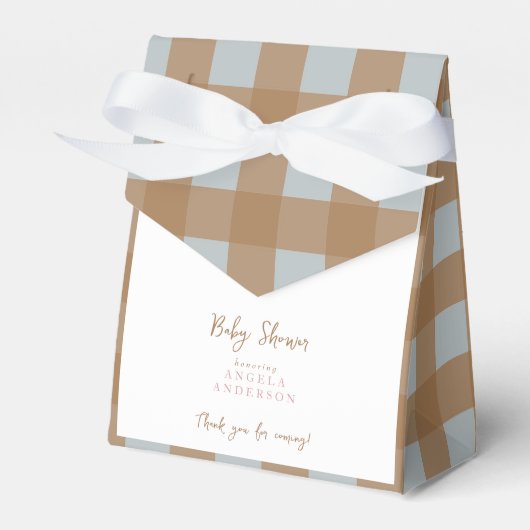 Blaue und braune Gingham-Dusch-Dankeschön-Geschenk Geschenkschachtel (Vorderseite)