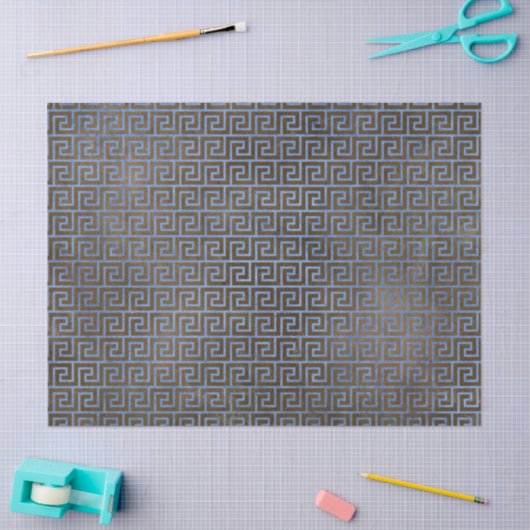 Blaue und braune griechische Schlüsselenttäuschung Seidenpapier (Basteln)