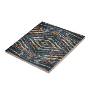Blaue und braune Holzbalken Foto Perspektive Muste Fliese