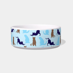 Blaue und braune Katzen Napf